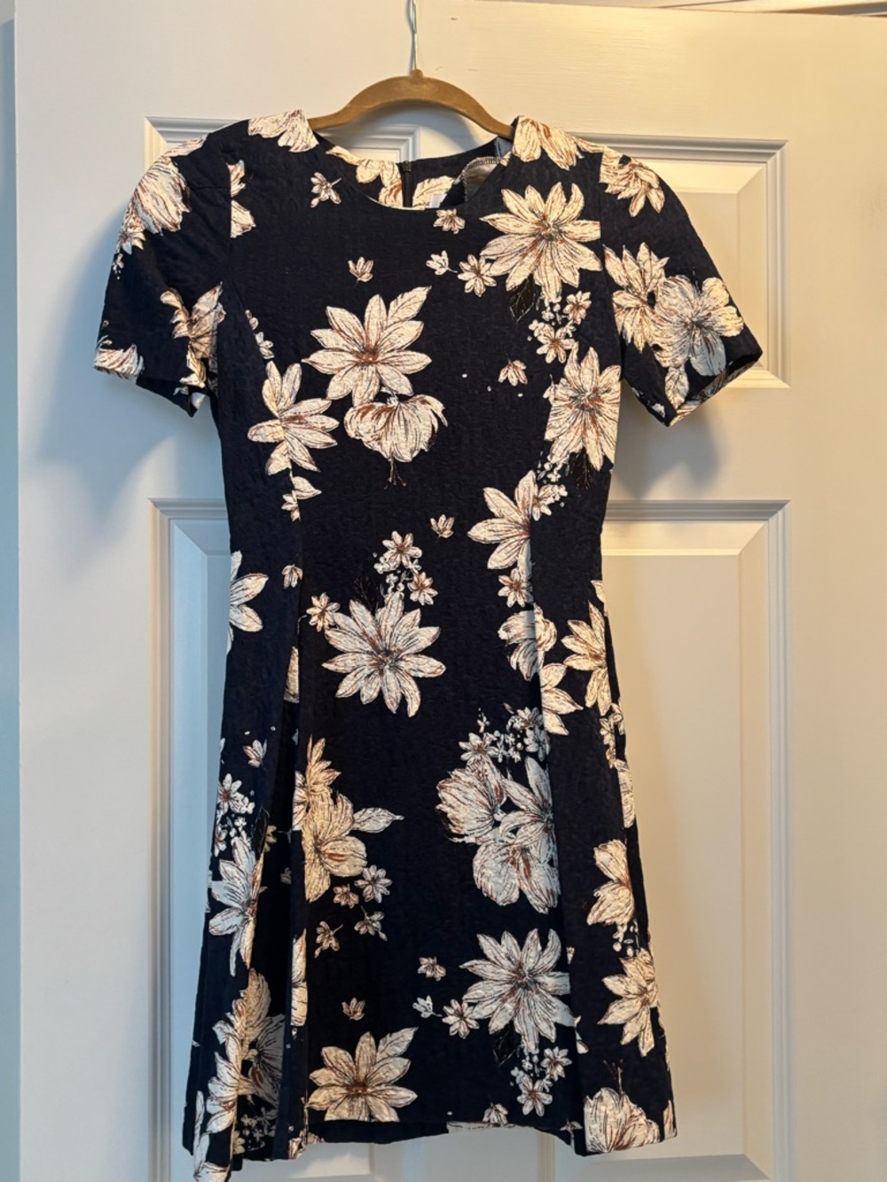 Pinkyotto Navy Dress with Cream Floral Print